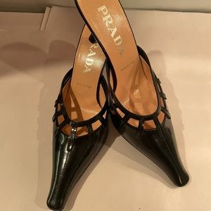 Prada black leather Mules